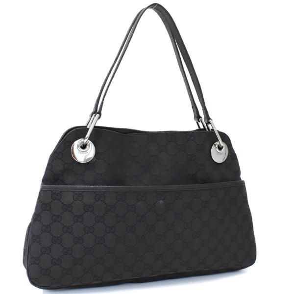 グッチ エクリプス ショルダー トートバッグ 121023 GGキャンバス ジャガード レザー ブラ...