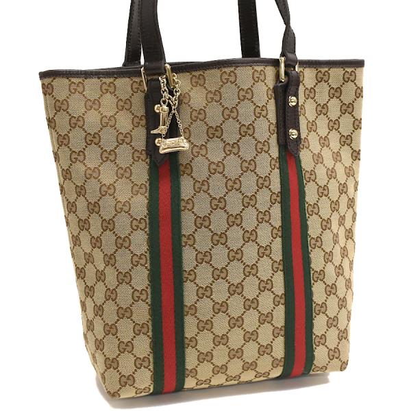 グッチ トートバッグ 162899 GGキャンバス ジャガード レザー ベージュ ブラウン シェリー...
