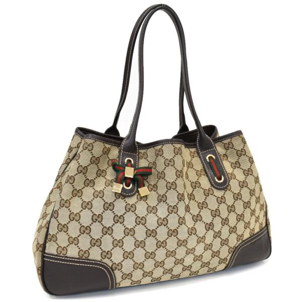 グッチ プリンシー トートバッグ 163805 GGキャンバス ベージュ ブラウン リボン ウェブ ...