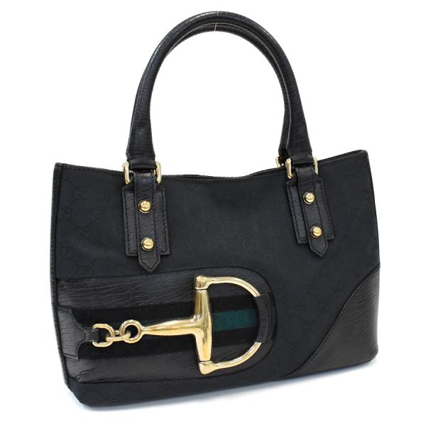 グッチ ハスラービット ホースビット トートバッグ 137475 GGキャンバス レザー ブラック ...