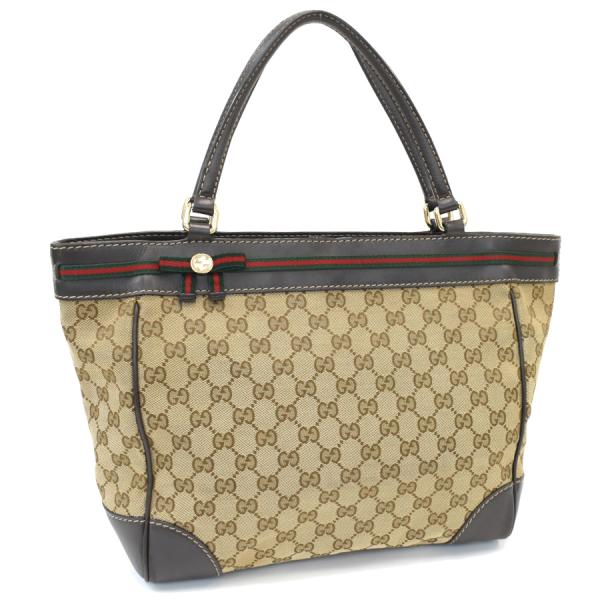 グッチ メイフェア トートバッグ 257061 GGキャンバス リボン ウェブ シェリーライン ベー...