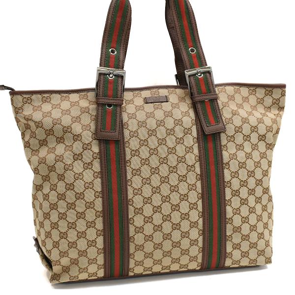 グッチ ショルダー トートバッグ 132898 GGキャンバス シェリーライン ジャガード レザー ...