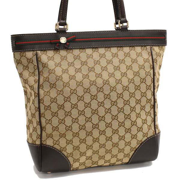グッチ メイフェア トートバッグ 257062 GGキャンバス ベージュ ブラウン リボン ゴールド...