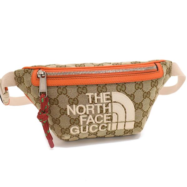 グッチ ノースフェイス ウエストポーチ ボディバッグ 650299 GGキャンバス GUCCI  ×...
