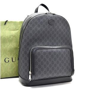 未使用品 グッチ バックパック GGスプリーム インターロッキングG 704017 PVC×レザー メンズ ブラック GUCCI｜melcastcom