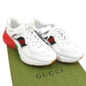 セール 1点限定 未使用品 グッチ シューズ スニーカー ライトン 643491 #7 26cm 643491 シェリーライン ホワイト GUCCI｜melcastcom