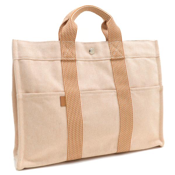 エルメス ニューフールトゥMM トートバッグ トワルアッシュ オレンジ HERMES