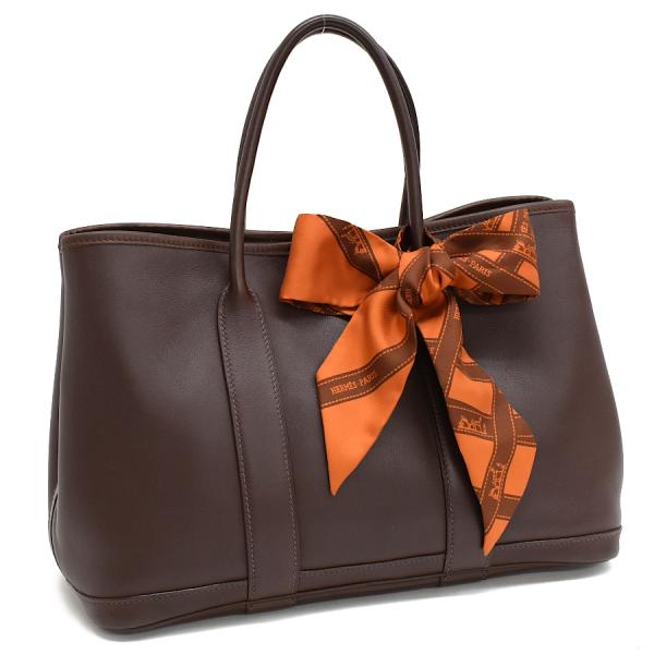 エルメス ガーデンツイリーTPM トートバッグ □I刻印 スカーフ付 レザー ブラウン HERMES