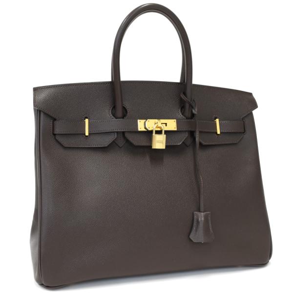 エルメス バーキン35 ハンドバッグ □B刻印 クシュベル レザー エベヌ ゴールド金具 HERME...