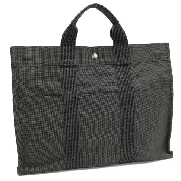 エルメス エールライン トートバッグ MM ハンドバッグ ナイロンキャンバス グレー HERMES ...