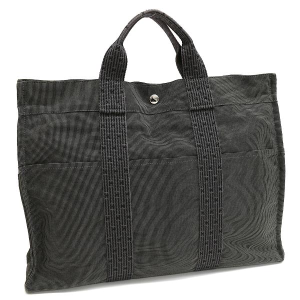 エルメス エールライン トートバッグ MM ハンドバッグ ナイロンキャンバス グレー HERMES ...