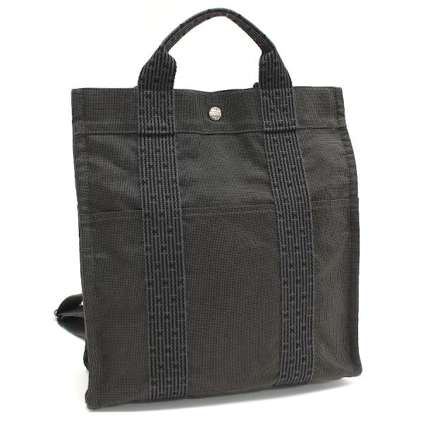 エルメス サックアドMM トート リュックサック エールライン ポリアミドキャンバス グレー HER...