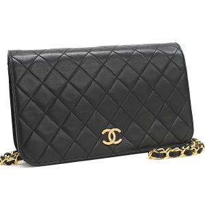 シャネル チェーンショルダーバッグ マトラッセ ココマーク ラムスキン レザー ブラック ゴールド金具 CHANEL