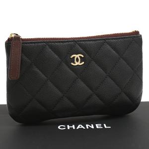 未使用品 シャネル クラシック ミニポーチ A82365 キャビアスキン マトラッセ レザー ブラック ココマーク CHANEL