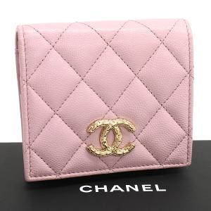 未使用品 シャネル ココマーク スモールウォレット 二つ折り財布 AP3185 キャビアスキン マトラッセ レザー CHANEL