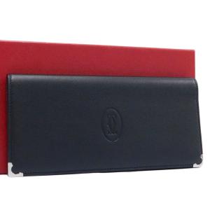 新品同様 カルティエ マスト ドゥ カルティエ 長財布 L3000583 ブラック系 マストライン レザー メンズ Cartier