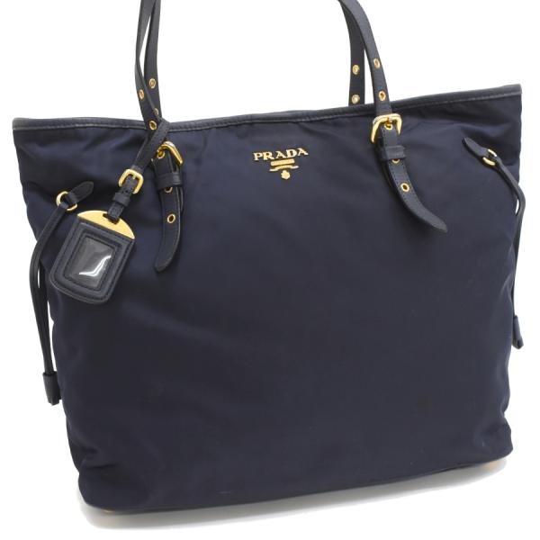 プラダ トートバッグ BR4997 ナイロン ネイビー ゴールド金具 レディース PRADA