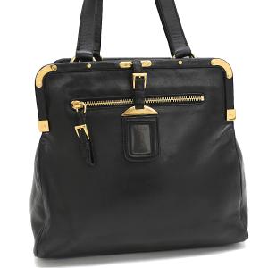 プラダ がま口 ハンドバッグ レザー ブラック ゴールド金具 PRADA