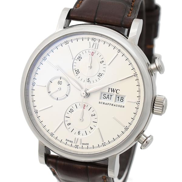IWC ポートフィノ クロノグラフ メンズ 腕時計 IW391027 シルバー文字盤 SS アリゲー...