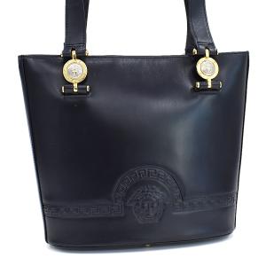 1点限定 ジャンニヴェルサーチ ショルダーバッグ レザー サンバースト ゴールド ネイビー GIANNI VERSACE｜melcastcom