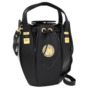 1点限定 ジャンニヴェルサーチ 2way ハンドバッグ ショルダー 巾着 メデューサ レザー ブラック GIANNI VERSACE｜melcastcom