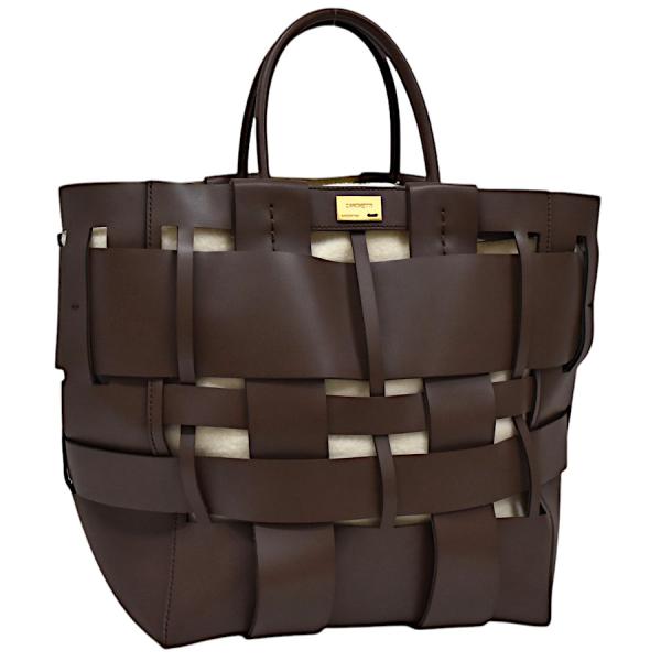 ザンゲッティ トートバッグ WOVEN MIDI SHOPPER レザー レディース ブラウン ZA...