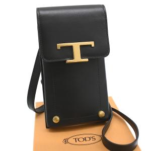 新品同様 トッズ TSA PORTA TELEFONO MEDIO スマホホルダー T タイムレス レザー ブラック TOD'S