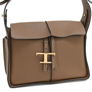 新品同様 トッズ T タイムレス クロスボディ ショルダーバッグ レザー ブラウン ゴールド金具 TOD'S T Timeless