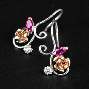 □K14ホワイトゴールド/ハートデザインピアス/キュービックジルコニア 
