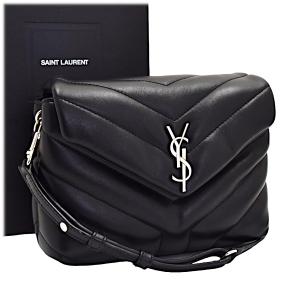 サンローラン ショルダーバッグ クラッチバッグ ルル 467072 レザー レディース ブラック×シルバー金具 SAINT LAURENT｜melcastcom