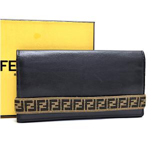 フェンディ 長財布 コンチネンタル 7M0268 レザー レディース ブラック×イエロー FENDI｜melcastcom