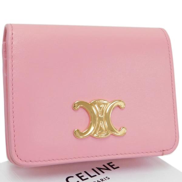 セリーヌ トリオンフ スモールフラップウォレット 10K623DPV.240 ピンク系 CELINE