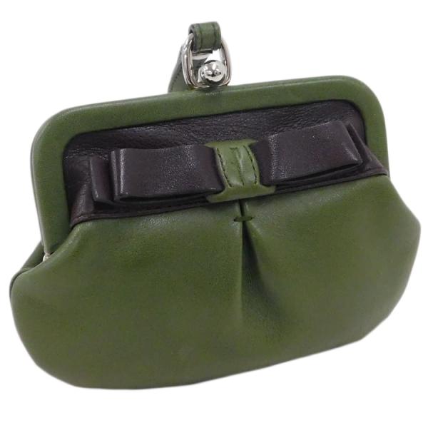 フェラガモ ヴァラリボン ガマ口 財布 グリーン系 レザー かわいい おしゃれ Salvatore ...