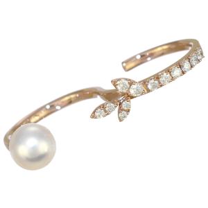 新品同様 タサキ クーゲル ダブルフィンガー リング 12号 指輪 パール あこや真珠 ダイヤモンド 0.23ct TASAKI