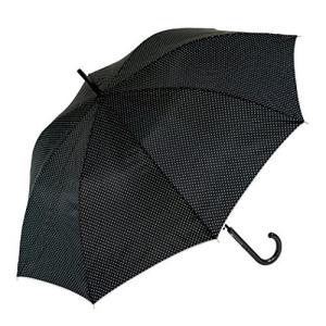 アテイン 婦人用ジャンプ傘 グラスファイバー骨使用 親骨58cm ピンドット オーバーロック 黒 2892