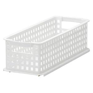 ライクイット 衣類 収納ケース バスケット 組み合わせて使える 収納バスケット スリムS ホワイト 日本製 MOS-22 奥行き46cm クローゼット メタルラック