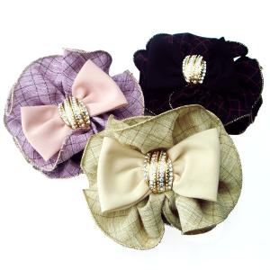 ヘアクリップ バンスクリップ チェック柄バンスクリップ ヘア