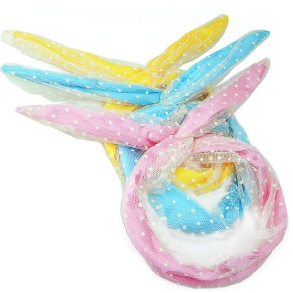 カチューシャ 水玉ネットに入ったワイヤー入りカチューシャ ドット柄 チュール