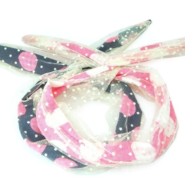 カチューシャ 水玉ネットに入ったワイヤー入りドット柄カチューシャ 可愛い ヘアアクセサリー