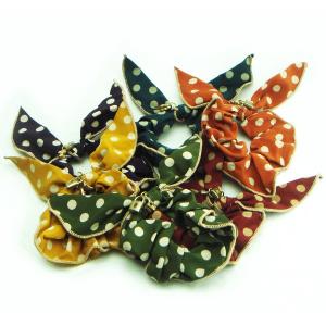 シュシュ ワイヤー入りタータンチェックのウサ耳リボンシュシュ うさ耳