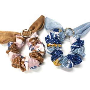 シュシュ ワイヤー入りタータンチェックのウサ耳リボンシュシュ うさ耳