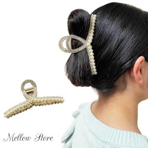 ヘアクリップ バンスクリップ ラインストーン付き大きめ華やかバンスクリップ｜mellow-store