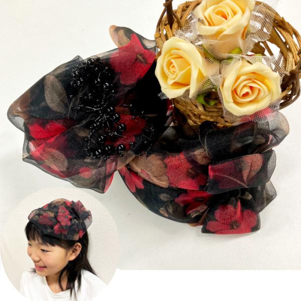 カチューシャ 花柄 ふんわりシフォン ヘッドドレス
