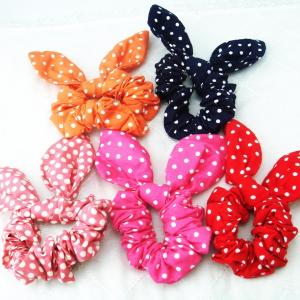 シュシュ ワイヤー入りタータンチェックのウサ耳リボンシュシュ うさ耳