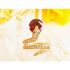 純正スワロフスキー幸運を呼び寄せて蛇モチーフ指輪・純正スワロフスキー保証書・ラッピング付