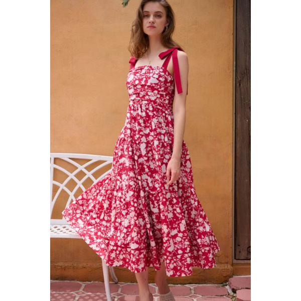 Estella.K エステラケー のショルダーリボンプリントキャミドレス Sandra Floral...