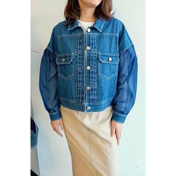 Maglia Plus/マリアプラスの　シアースリーブ　デニムジャケット　153006 手洗い可能