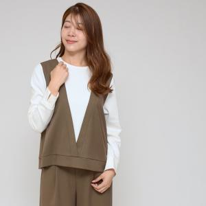 PRAIA/プライアの 【一枚で即おしゃれ】ベストドッキングレイヤードトップス ‐ LEO-25104