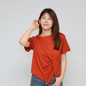 PRAIA／プライアの　【展示会大人気】 フロントねじり・星バブルプリントTシャツ ‐ LEO-2611 茶カーキ、ブルー即納！