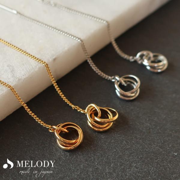 アメリカン ピアス チェーン 日本製 K18GP ３連 フープ 揺れる アメピア シンプル ゴールド...